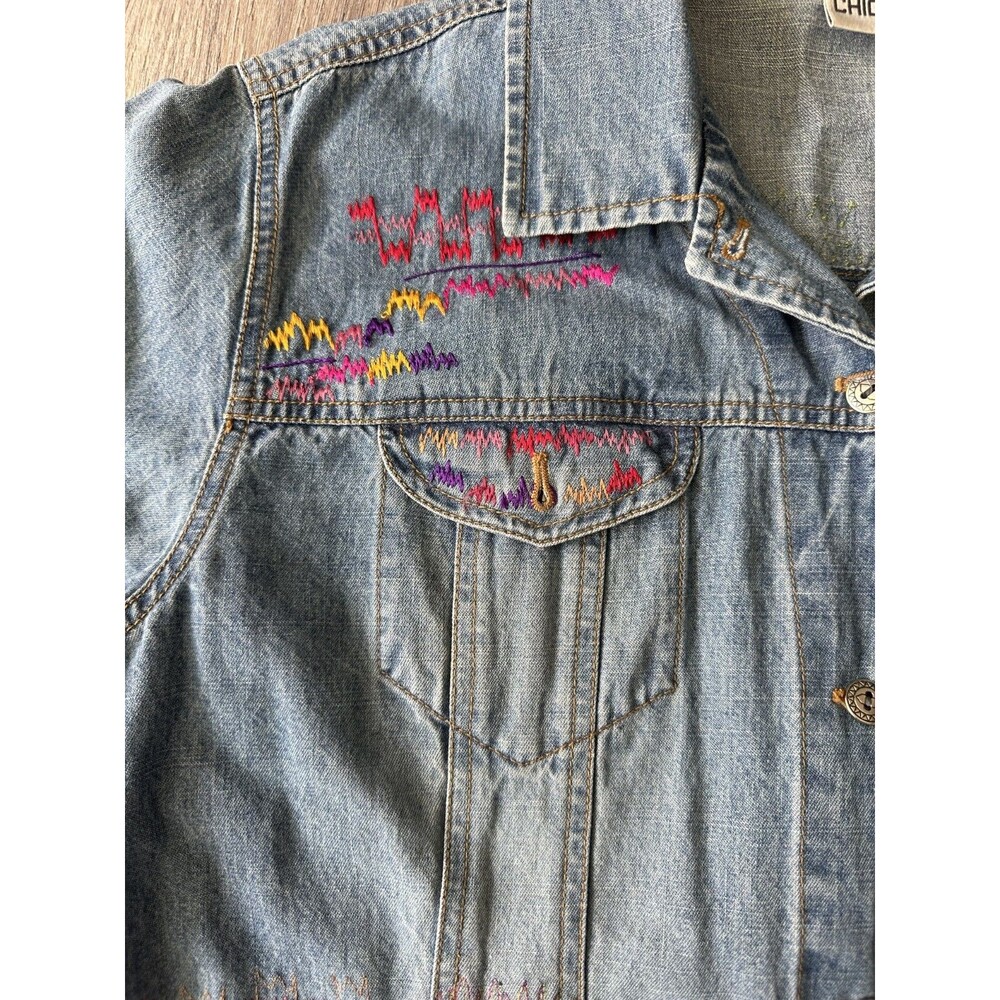 Vintage Chicos Jacket Women's Embroidered Denim Multicolor Chico's Sz 3 (XL/16) - Picture 5 of 8